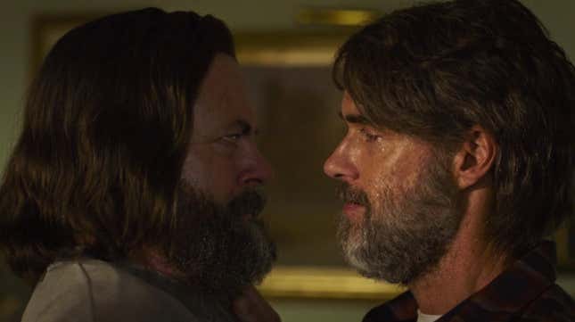 Bill und Frank stehen sich in einer Szene aus der HBO-Serie „The Last of Us“ gegenüber. 
